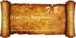 Timári Bertalan névjegykártya